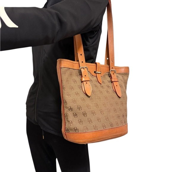 Dooney & Bourke Monogrammed Canvas/Leather Shoulder Bucket
Bag Brown/Tan - Picture 3 of 16